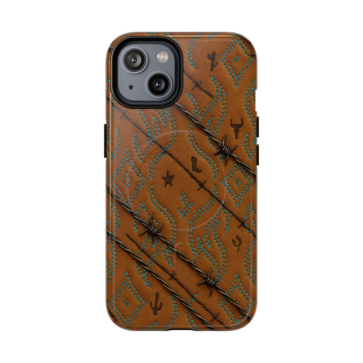Tan + Turquoise Barbed Wire Magnetic Case