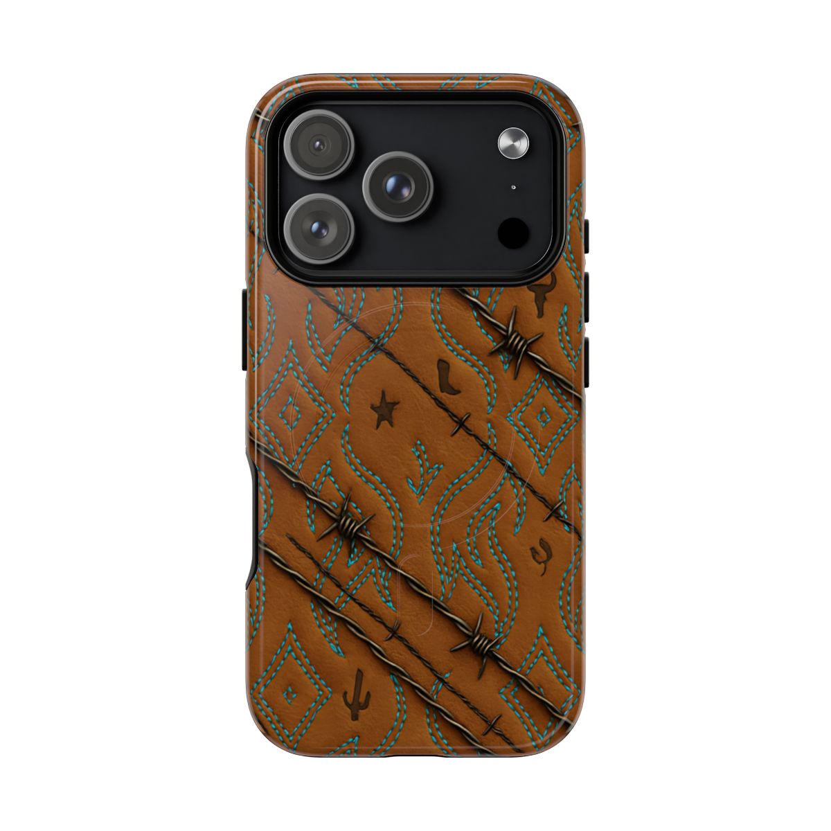 Tan + Turquoise Barbed Wire Magnetic Case
