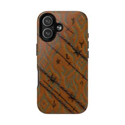 Tan + Turquoise Barbed Wire Magnetic Case