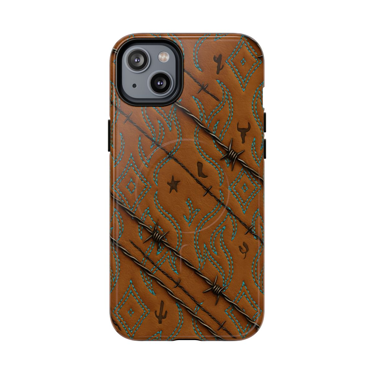 Tan + Turquoise Barbed Wire Magnetic Case