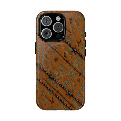 Tan + Turquoise Barbed Wire Magnetic Case