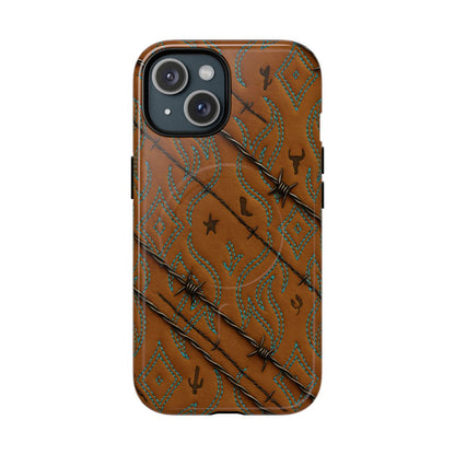 Tan + Turquoise Barbed Wire Magnetic Case