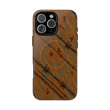 Tan + Turquoise Barbed Wire Magnetic Case