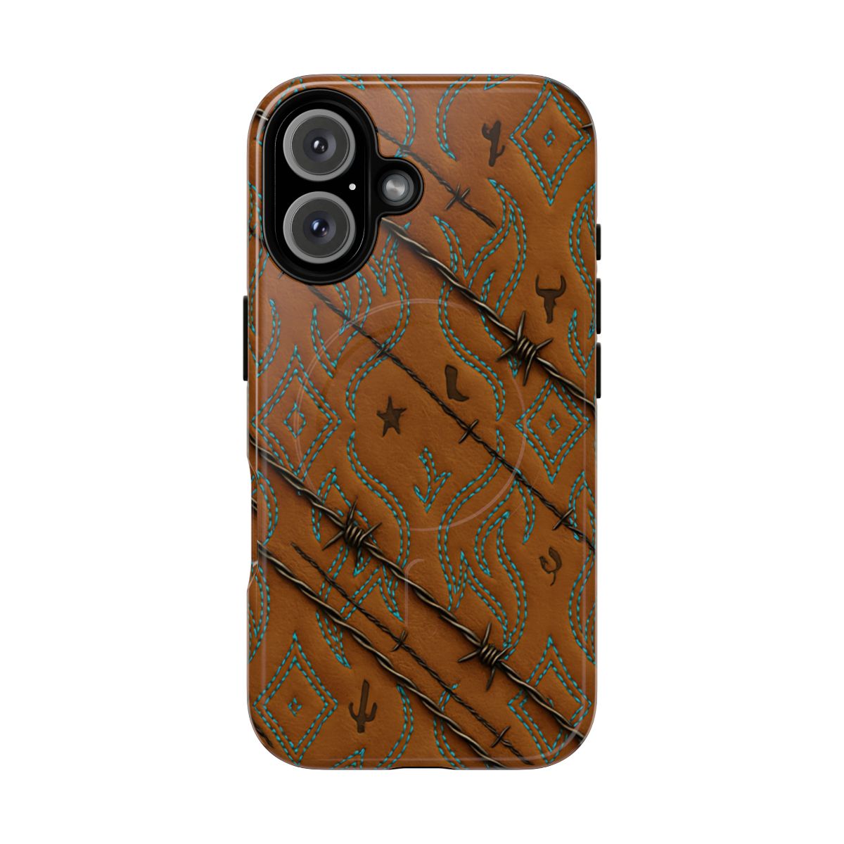 Tan + Turquoise Barbed Wire Magnetic Case