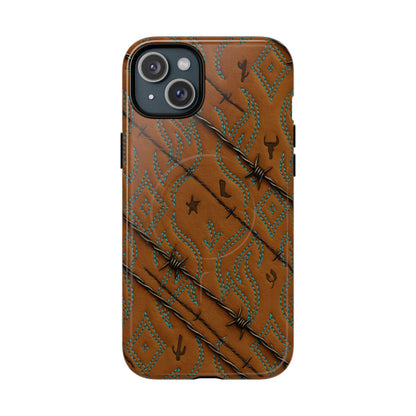 Tan + Turquoise Barbed Wire Magnetic Case