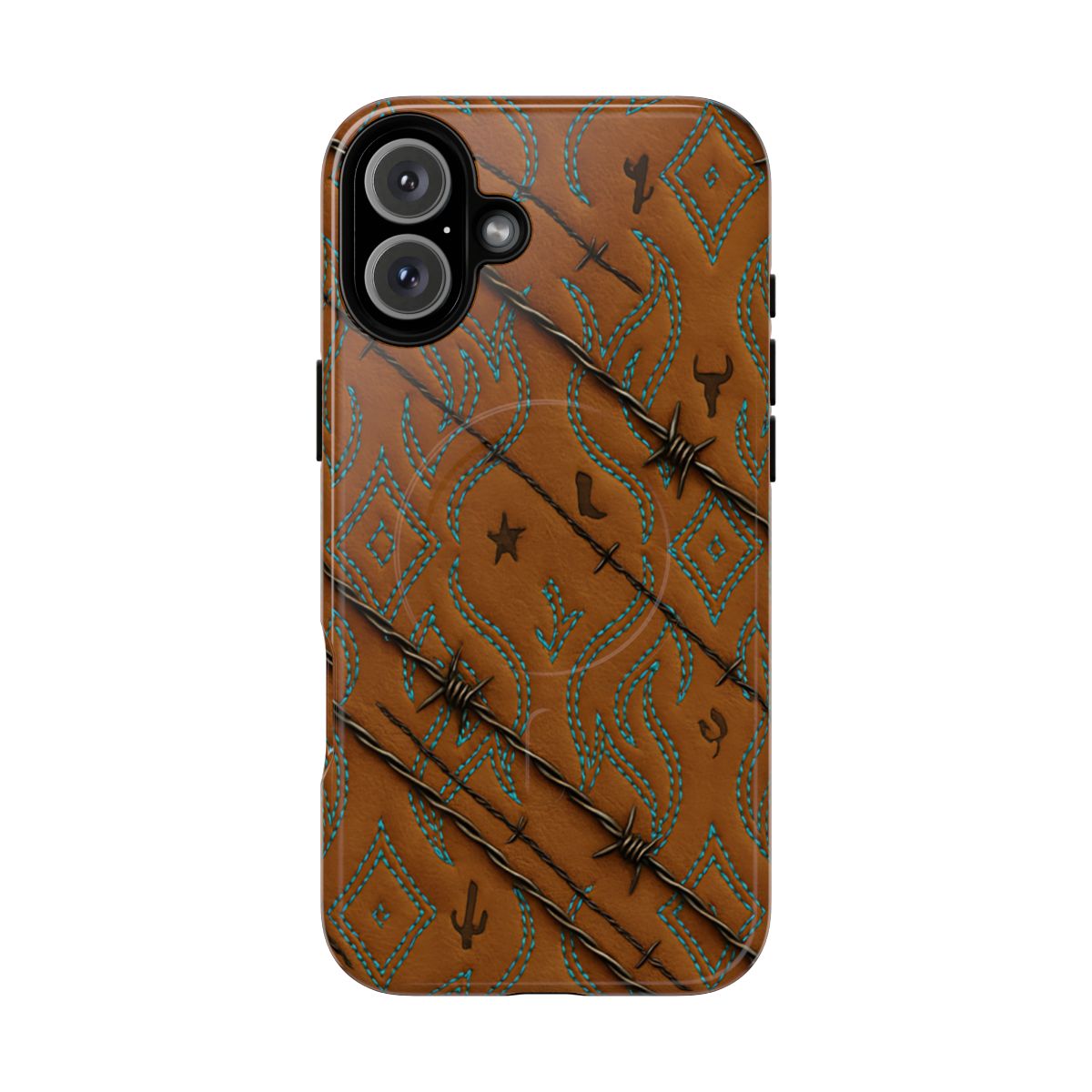 Tan + Turquoise Barbed Wire Magnetic Case