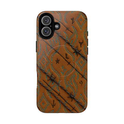 Tan + Turquoise Barbed Wire Magnetic Case