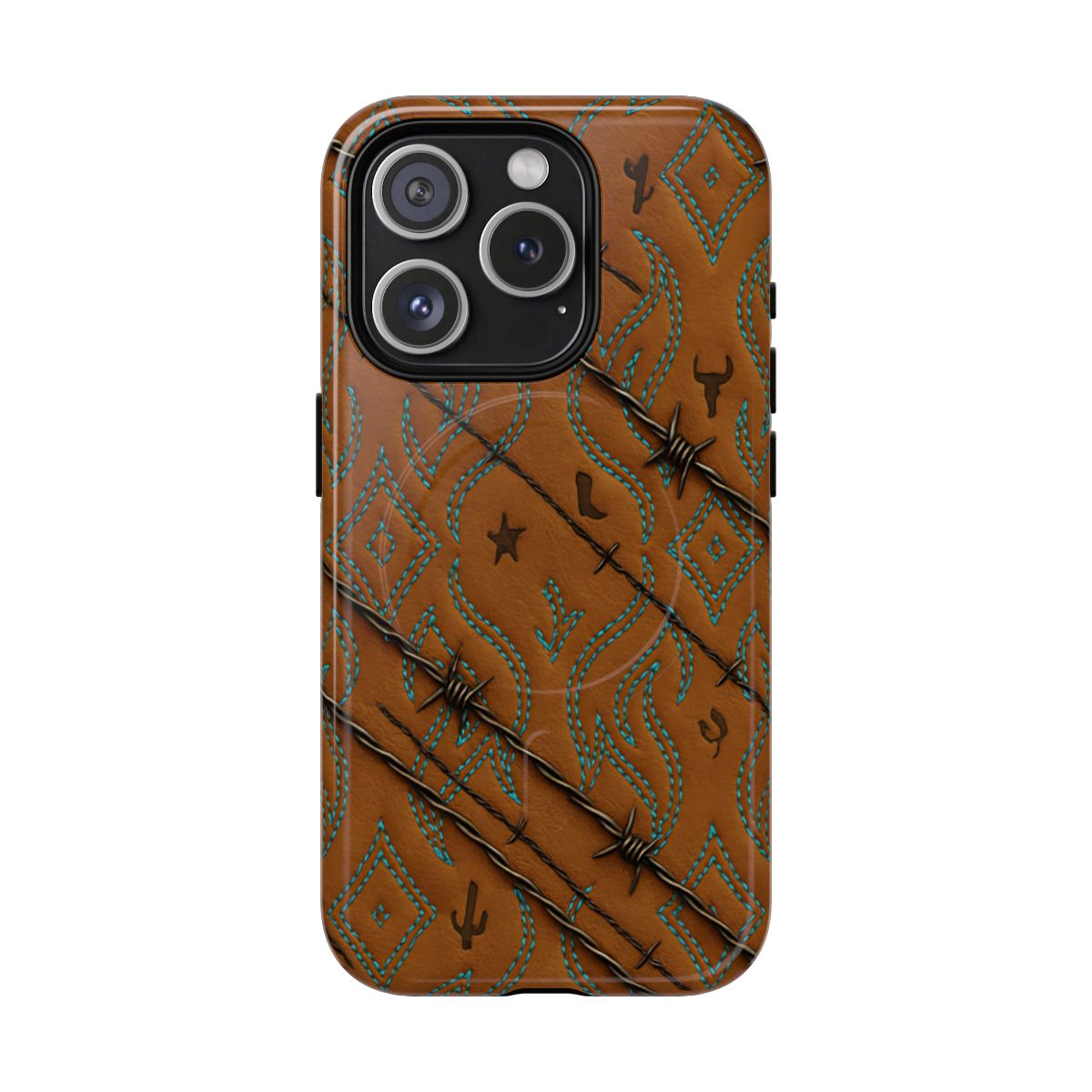 Tan + Turquoise Barbed Wire Magnetic Case