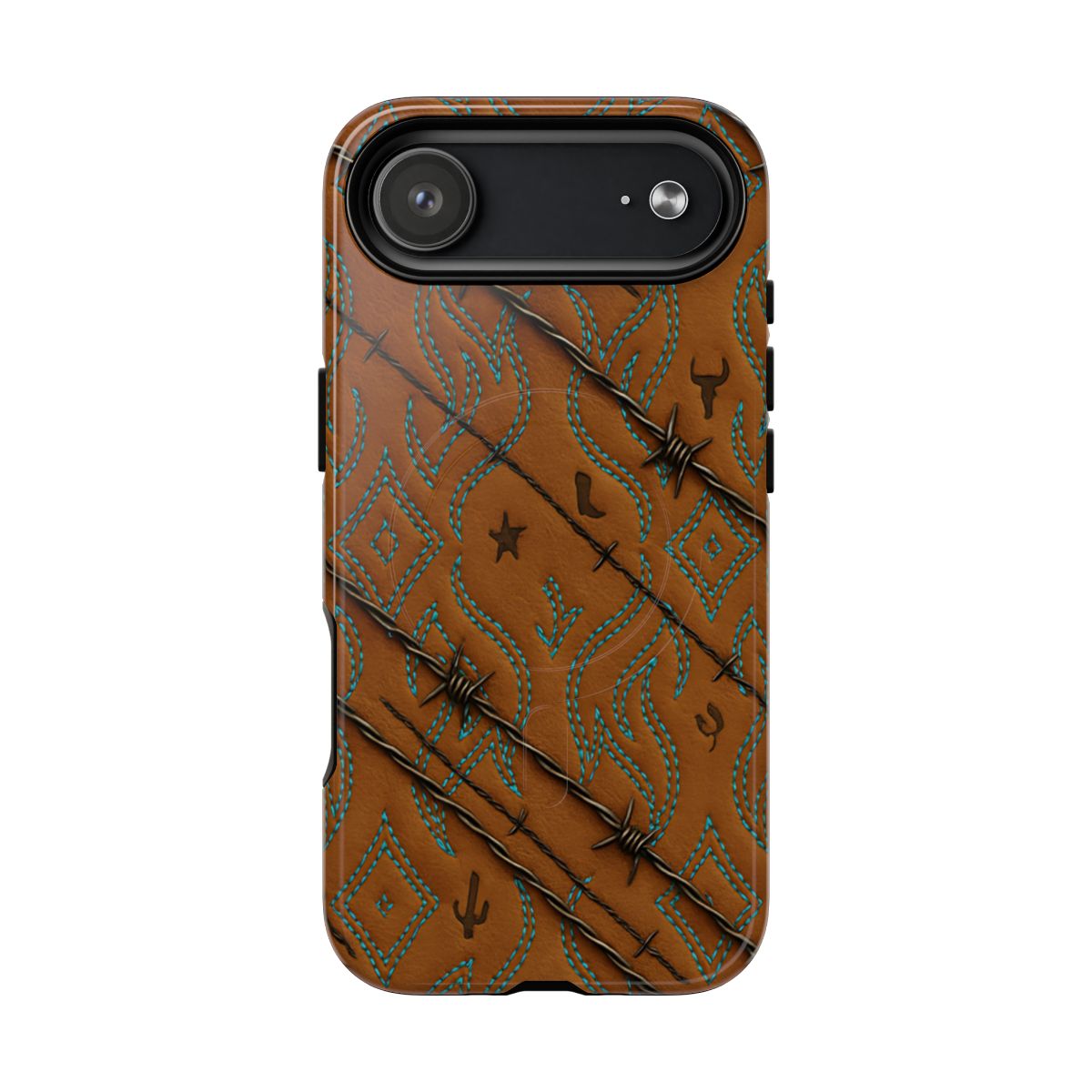 Tan + Turquoise Barbed Wire Magnetic Case