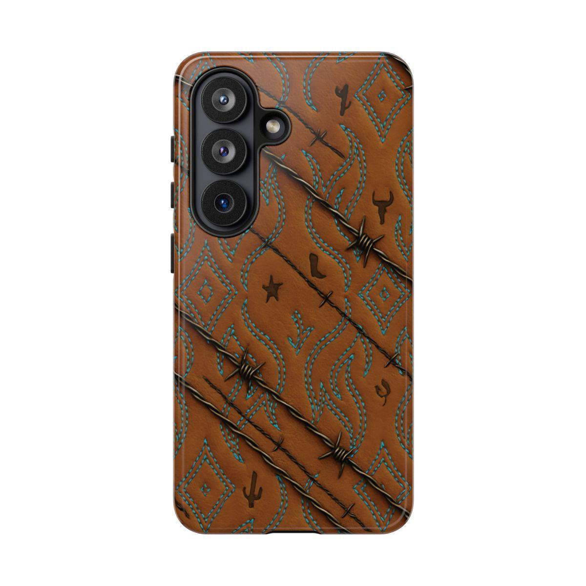 Tan + Turquoise Barbed Wire Tough Case