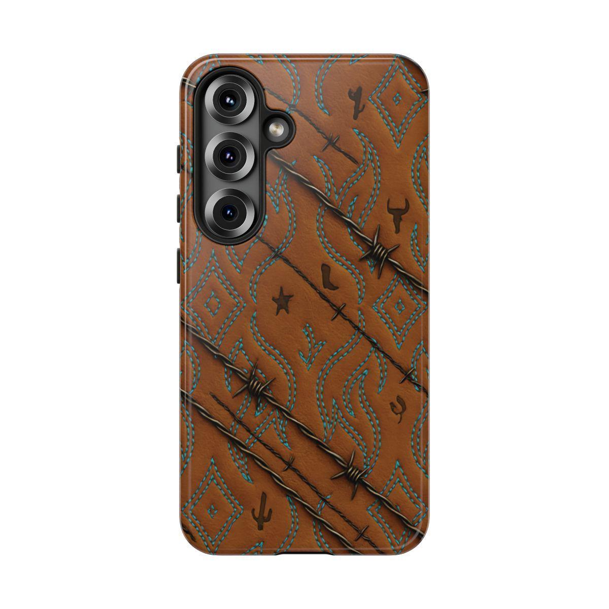 Tan + Turquoise Barbed Wire Tough Case