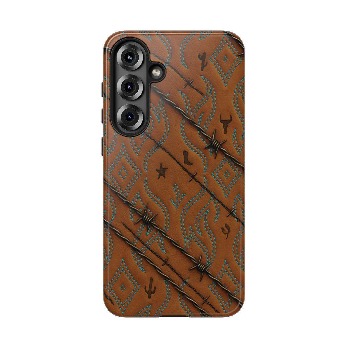 Tan + Turquoise Barbed Wire Tough Case