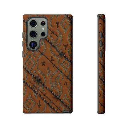 Tan + Turquoise Barbed Wire Tough Case
