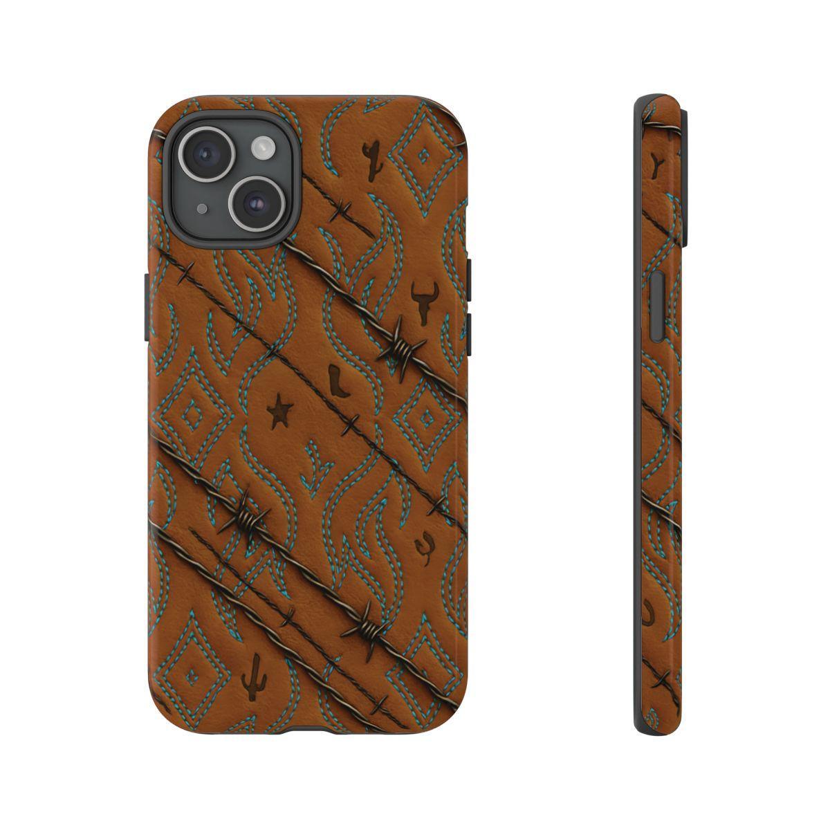 Tan + Turquoise Barbed Wire Tough Case