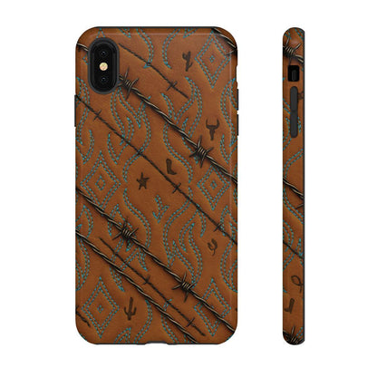 Tan + Turquoise Barbed Wire Tough Case