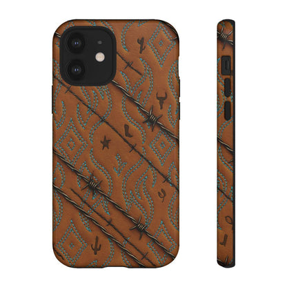 Tan + Turquoise Barbed Wire Tough Case