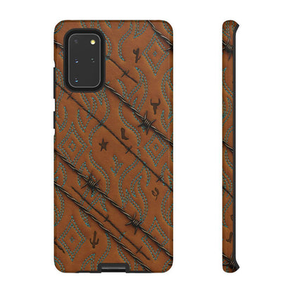 Tan + Turquoise Barbed Wire Tough Case