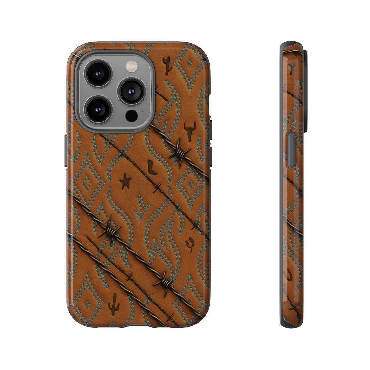 Tan + Turquoise Barbed Wire Tough Case