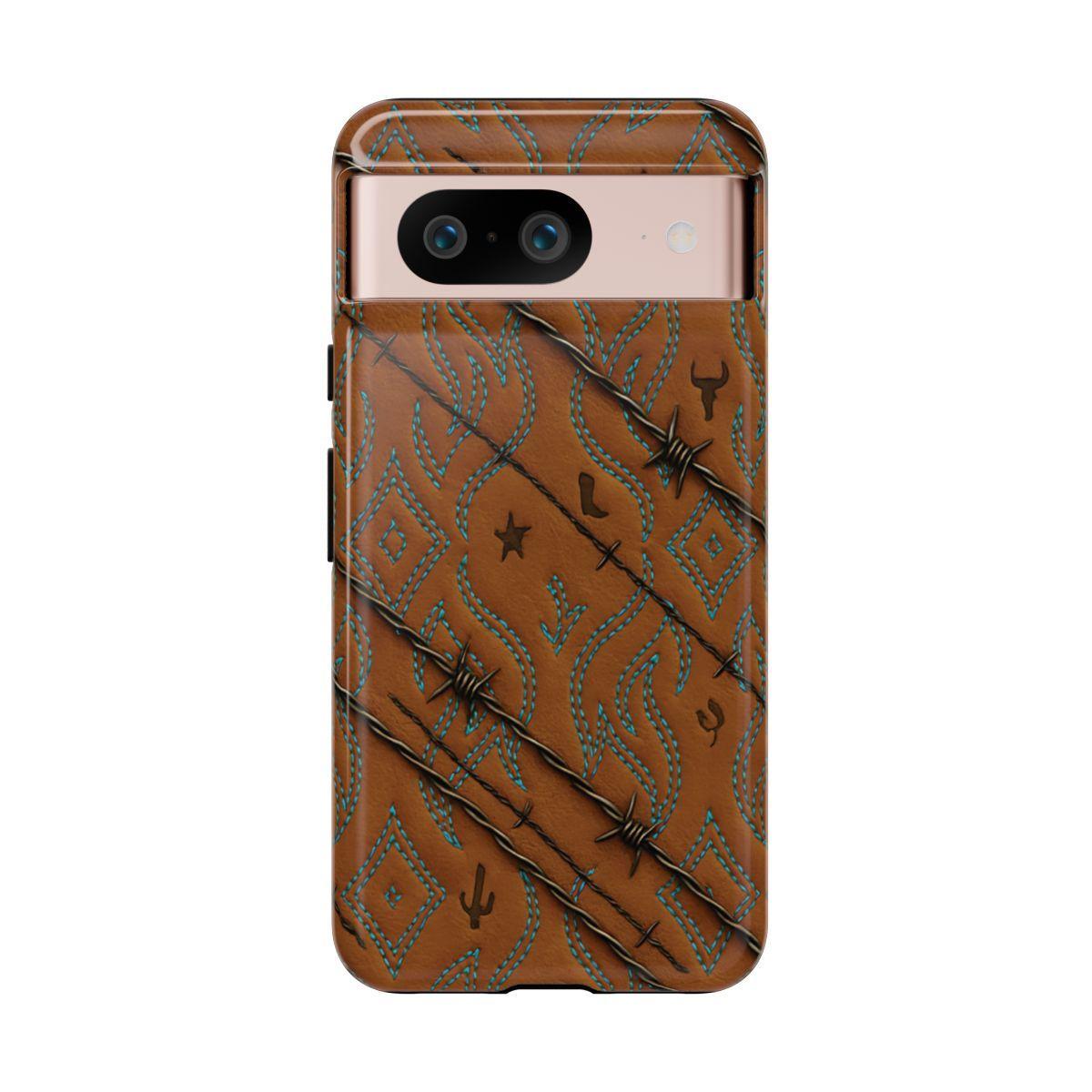Tan + Turquoise Barbed Wire Tough Case