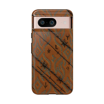Tan + Turquoise Barbed Wire Tough Case