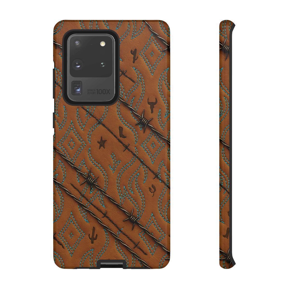 Tan + Turquoise Barbed Wire Tough Case