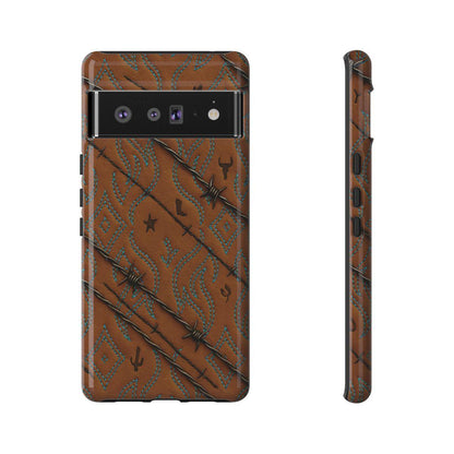 Tan + Turquoise Barbed Wire Tough Case