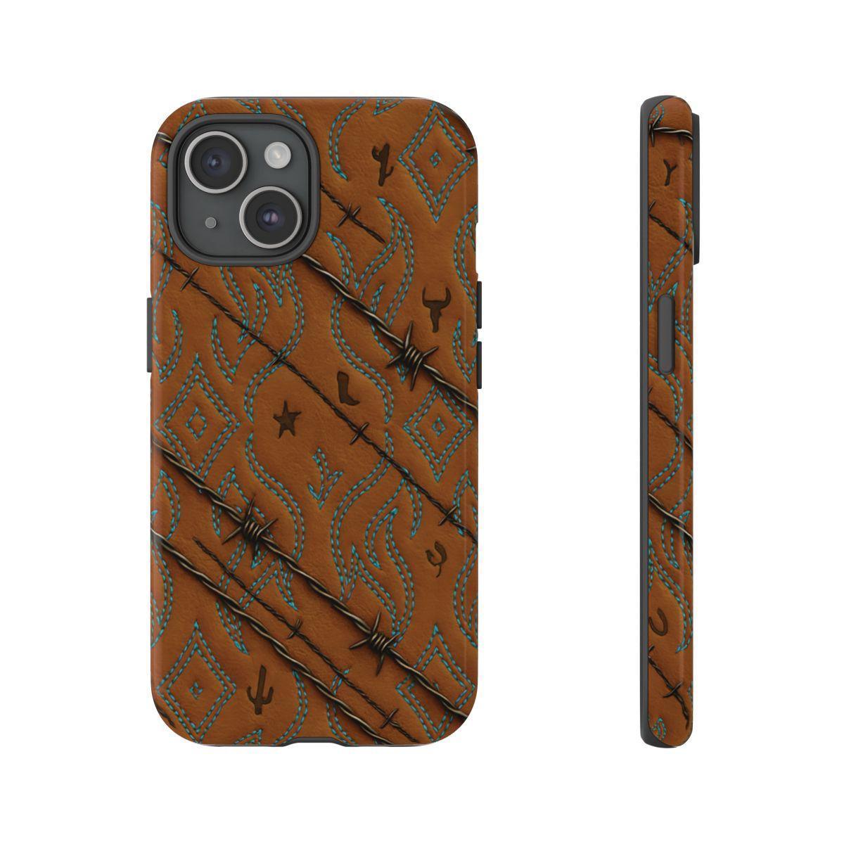 Tan + Turquoise Barbed Wire Tough Case