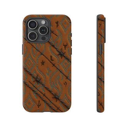 Tan + Turquoise Barbed Wire Tough Case
