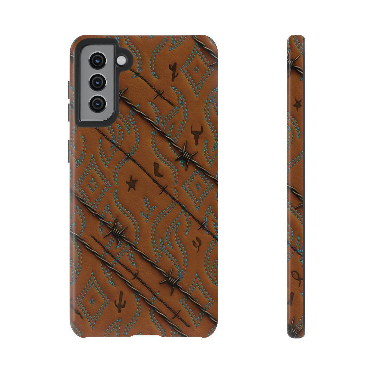 Tan + Turquoise Barbed Wire Tough Case