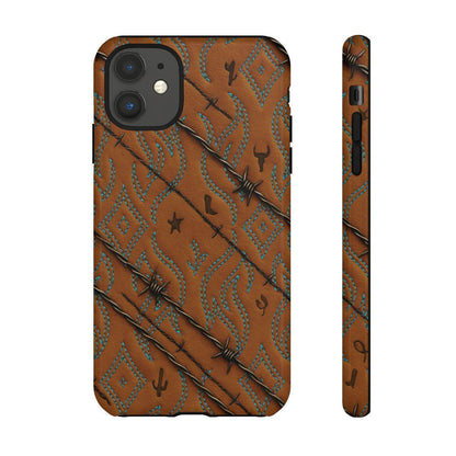 Tan + Turquoise Barbed Wire Tough Case
