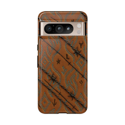 Tan + Turquoise Barbed Wire Tough Case
