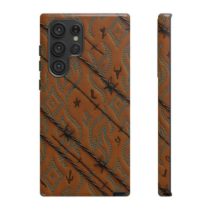 Tan + Turquoise Barbed Wire Tough Case
