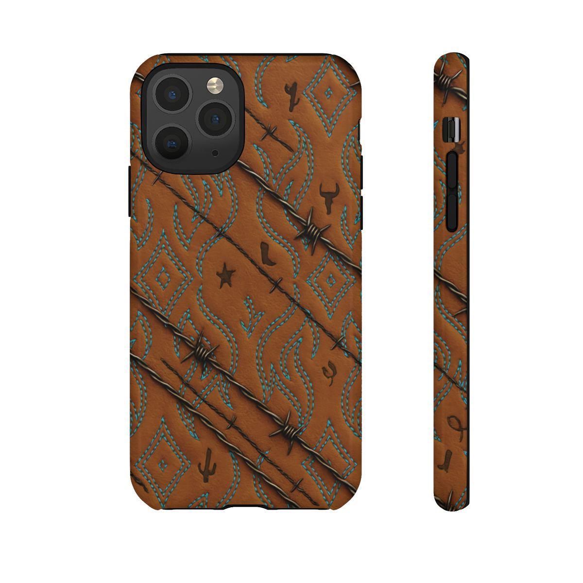 Tan + Turquoise Barbed Wire Tough Case