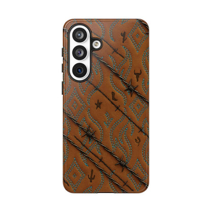 Tan + Turquoise Barbed Wire Tough Case