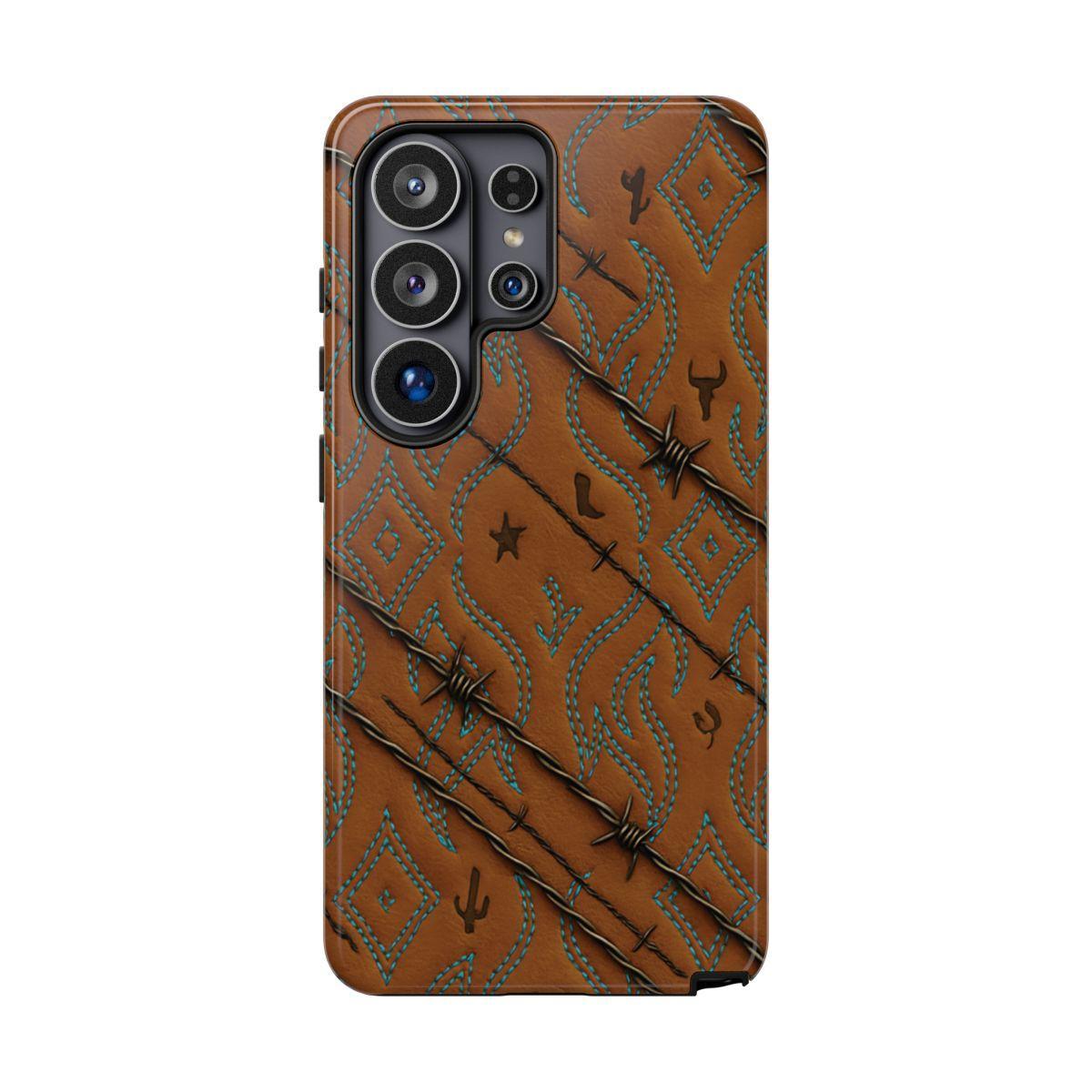 Tan + Turquoise Barbed Wire Tough Case