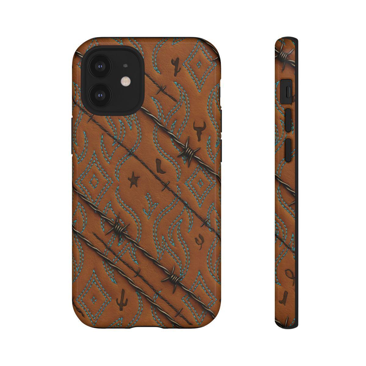 Tan + Turquoise Barbed Wire Tough Case