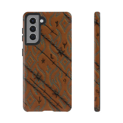 Tan + Turquoise Barbed Wire Tough Case