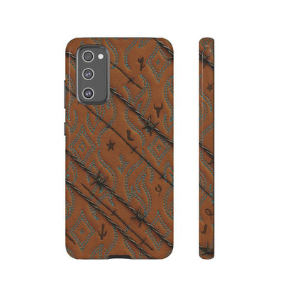 Tan + Turquoise Barbed Wire Tough Case