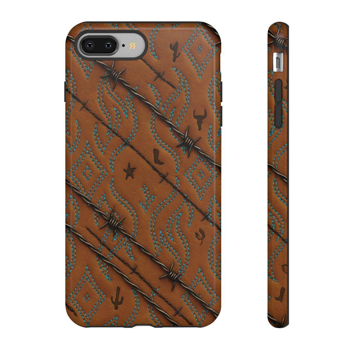 Tan + Turquoise Barbed Wire Tough Case