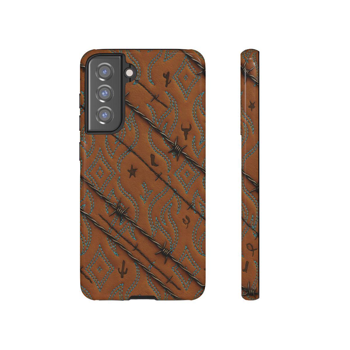 Tan + Turquoise Barbed Wire Tough Case