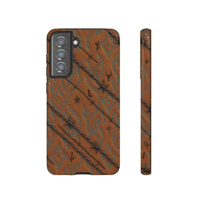 Tan + Turquoise Barbed Wire Tough Case