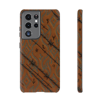 Tan + Turquoise Barbed Wire Tough Case
