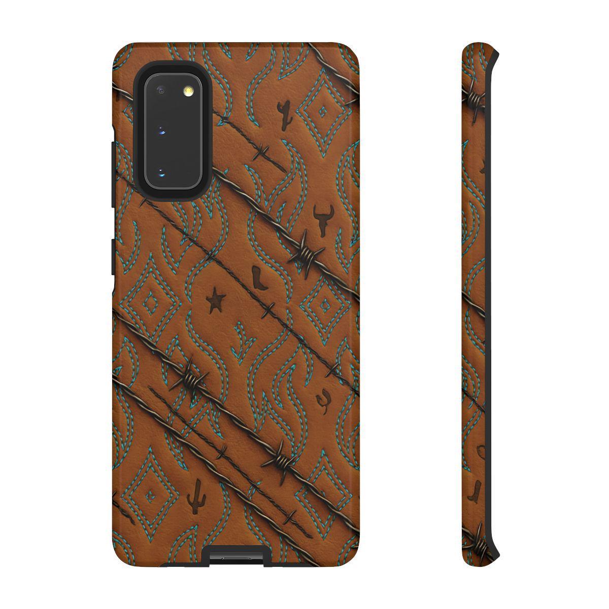 Tan + Turquoise Barbed Wire Tough Case