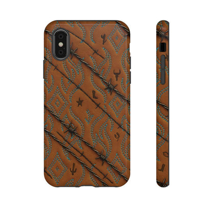 Tan + Turquoise Barbed Wire Tough Case