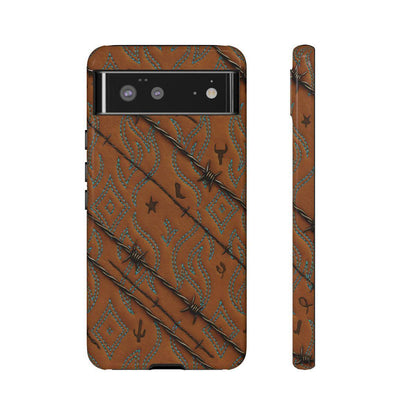 Tan + Turquoise Barbed Wire Tough Case