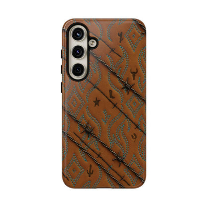 Tan + Turquoise Barbed Wire Tough Case