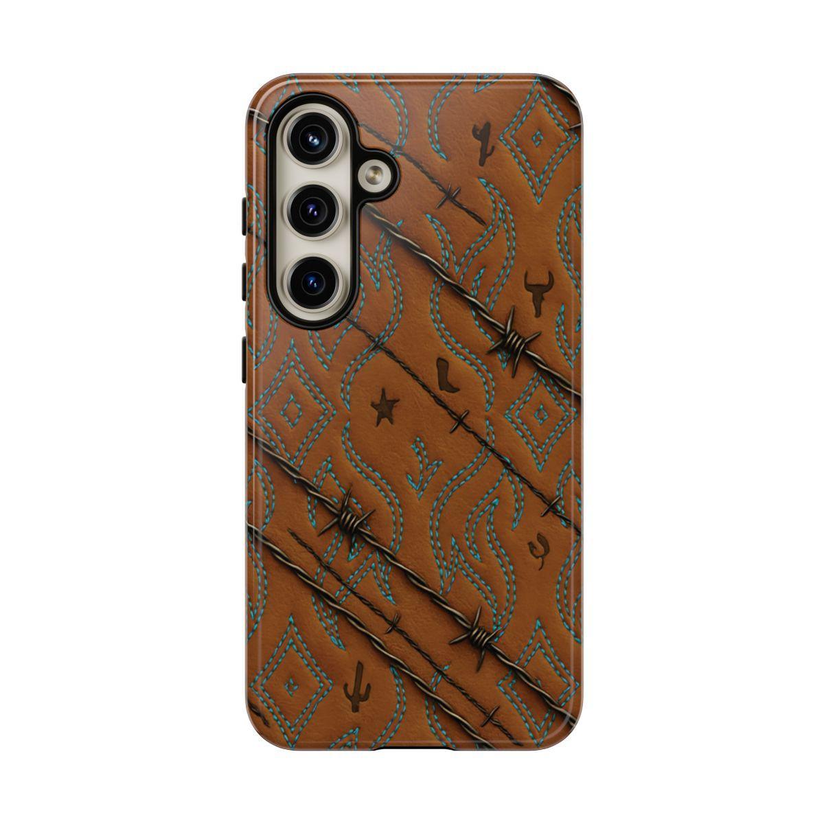 Tan + Turquoise Barbed Wire Tough Case