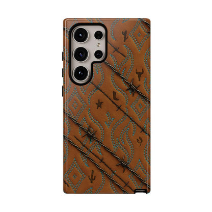 Tan + Turquoise Barbed Wire Tough Case