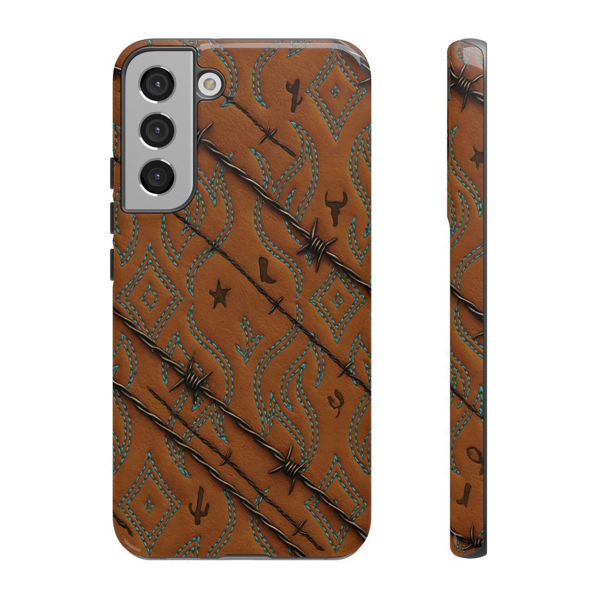 Tan + Turquoise Barbed Wire Tough Case
