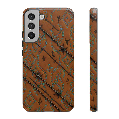 Tan + Turquoise Barbed Wire Tough Case